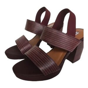 & Other Stories Burgundy Block Heel Platform, Size 7